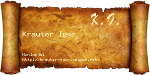 Krauter Igor névjegykártya